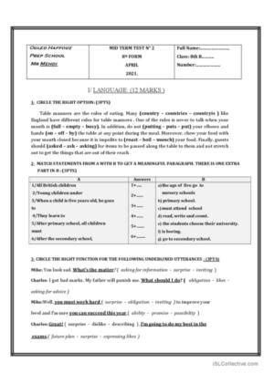 Th Form English Esl Worksheets Pdf Doc