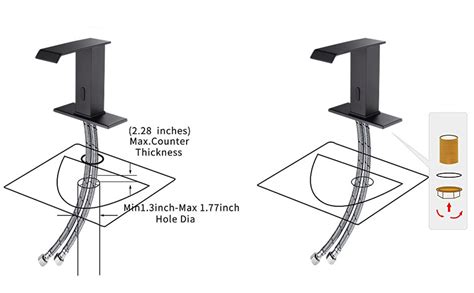 Automatic Sensor Black Touchless Bathroom Sink Faucet With Drain