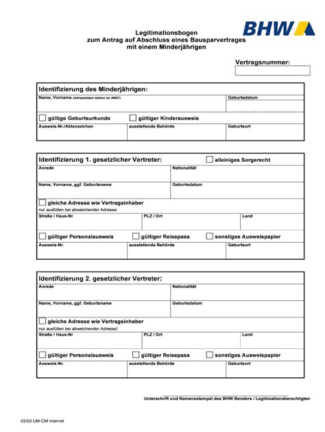 Fillable Online Legitimationsbogen Zum Antrag Auf Abschluss Eines