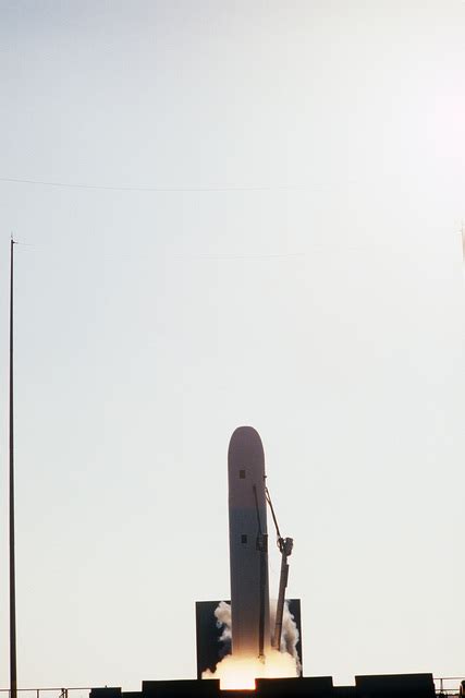 A Trident II D 5 Missile Is Launched From A Flat Pad During The Navy