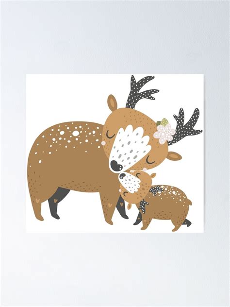 "Cute cartoon raindeer art" Poster for Sale by SketchprintsUK | Redbubble