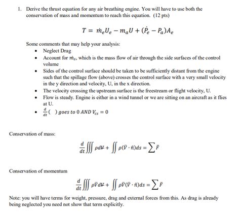 Solved 1 Derive The Thrust Equation For Any Air Breathing