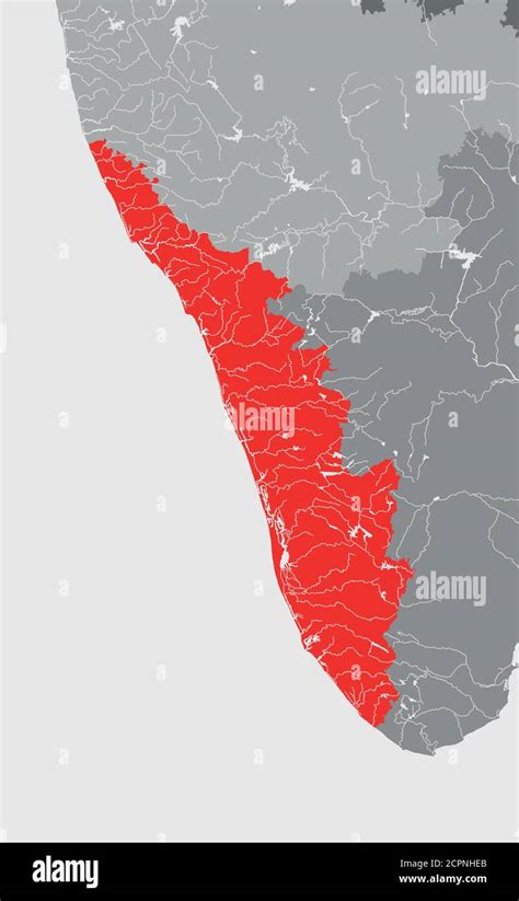 Stati Dell India Mappa Del Kerala Fatto A Mano Fiumi E Laghi Sono