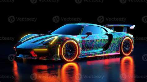 Abstract Futuristic Car Design In Neon Color Wallpaper Black