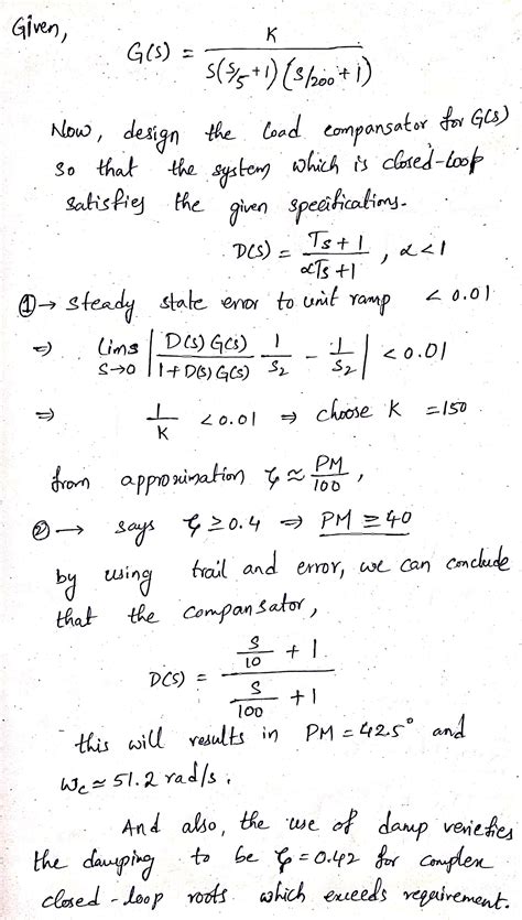 [solved] 6 50 The Open Loop Transfer Function Of A Unity Feedback