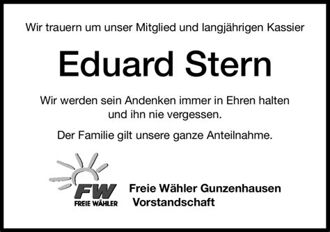 Traueranzeigen Von Eduard Stern Trauer Nn De