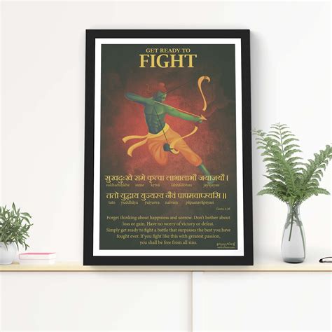 Bhagavad Gita Wall Art Get Ready To Fight Sanskrit Wall Art Etsy