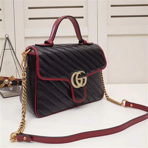 Gucci Gg Women Gg Marmont Small Top Handle Bag In Black Diagonal