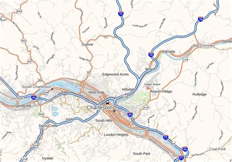 Yeager Airport Map, Virginia