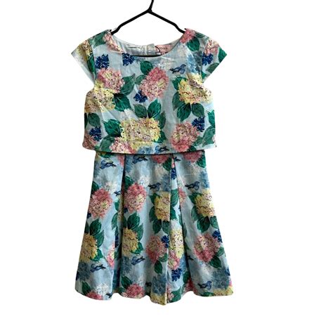 Bnwt Review Girls Size 12 Girls Review Prom Dress Blue And Floral
