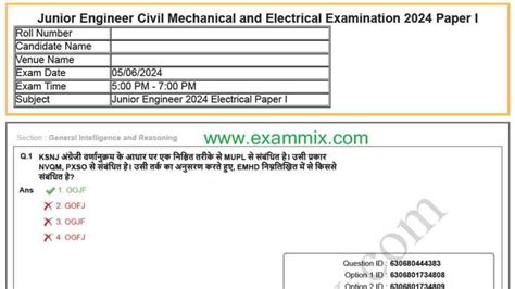 Ssc Je Question Paper Civil Electrical Mechanical