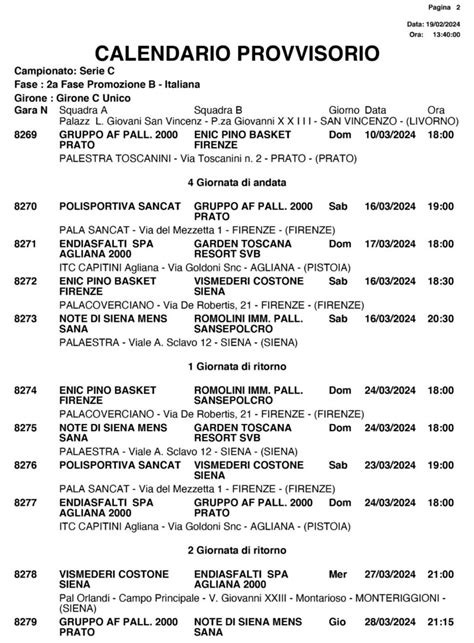 Ecco Il Calendario Di Mens Sana E Costone Parte La Seconda Fase