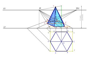 Ejercicio Prospettiva Centrale Piramide Esagonale