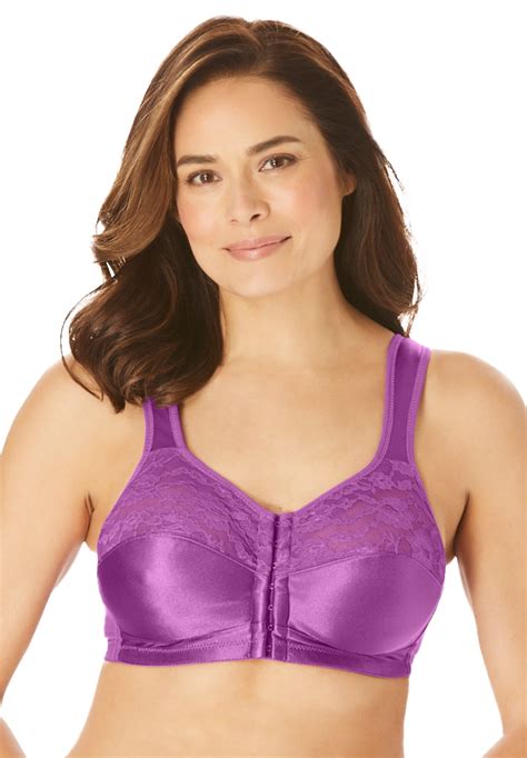 Comfort Choice Womens Plus Size Easy Enhancer Front Close Wireless Bra