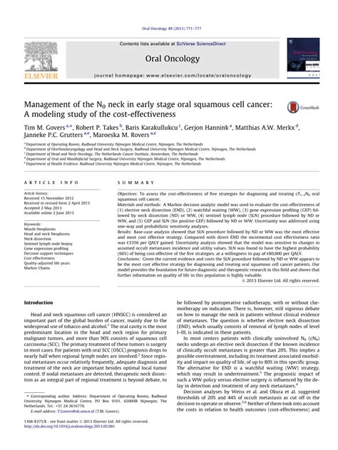 (PDF) Cost-effectiveness of selective neck dissection versus modified ...