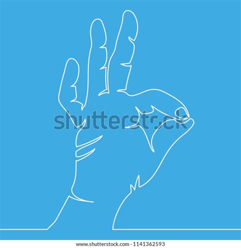 Continuous Line Drawing Hand Showing Ok Vector De Stock Libre De Regalías 1141362593