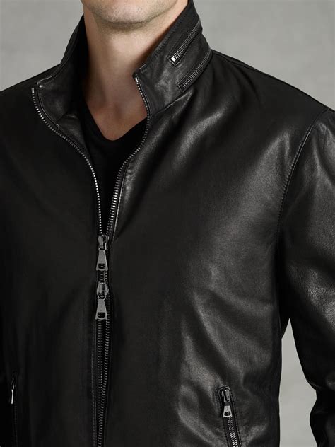 Lyst John Varvatos Zip Collar Lambskin Jacket In Black For Men