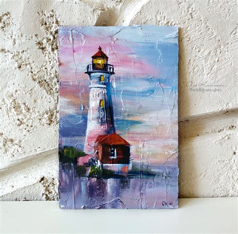 Lighthouse Painting Original Acrylic Lighthouse Wall Art | Etsy