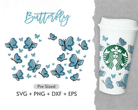 16oz Butterfly Hot Cup Svg Full Wrap Svg Butterfly Flowers Etsy UK