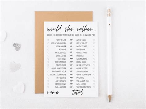 Over Or Under Bridal Shower Game Free Printable