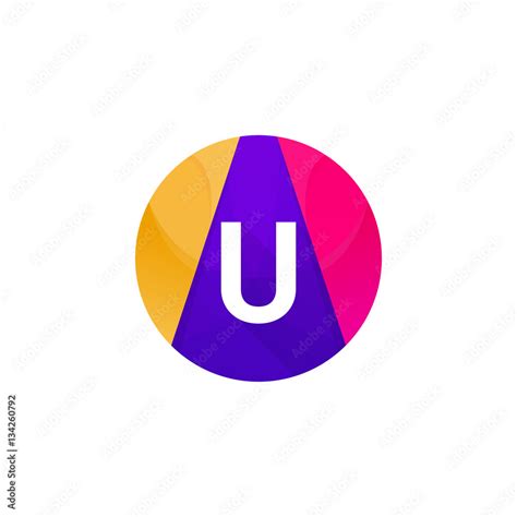 Funny flat circle sphere logo web icon U letter sign vector desi Stock ...