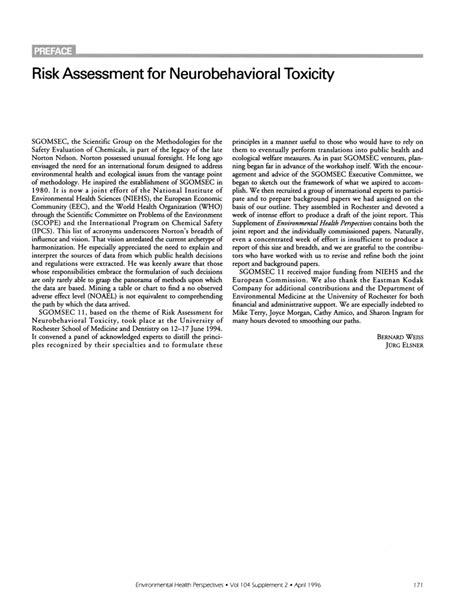 PDF Risk Assessment For Neurobehavioral Toxicity