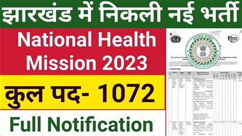 Jharkhand NHM New Vacancy 2023 ANM GNM New Vacancy Jharkhand Health