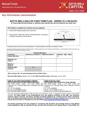 Fillable Online Aditya Birla Sun Life Fixed Term Plan Series Tu