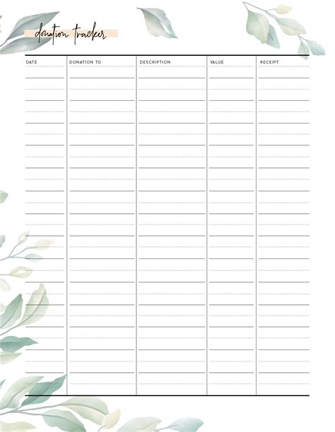 Printable Donation List Template Fillable Form 2024