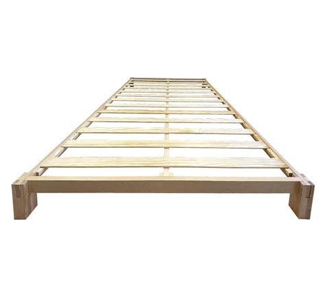 Wooden Bed Frame - Natural Wood Slatted Platform Bed Frame