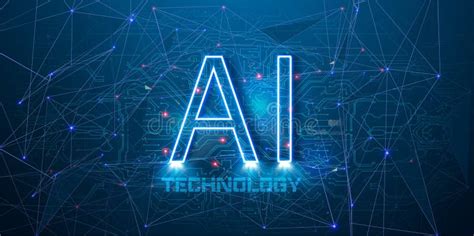 Illustration of Artificial Intelligence AI with Blue Neon AI Text on a ...