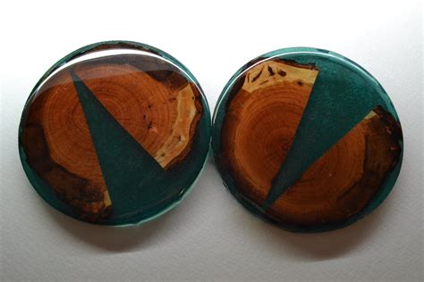 Coaster Set Of Maple Wood Epoxy Resin Etsy Uk