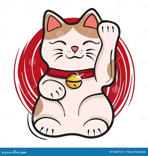 Vector Illustration Of Maneki Neko Japanese Lucky Cat Fortune Stock