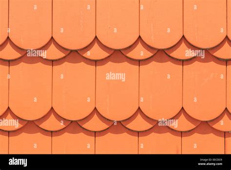 Closeup Of Orange Rounded Roof Tiles Stock Photo Alamy