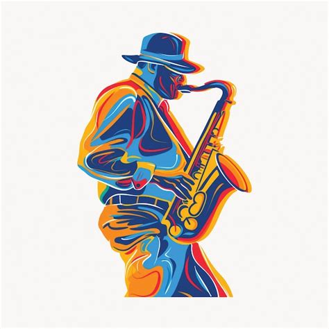 Colorful Jazz Saxophonist Silhouette Premium Ai Generated Vector