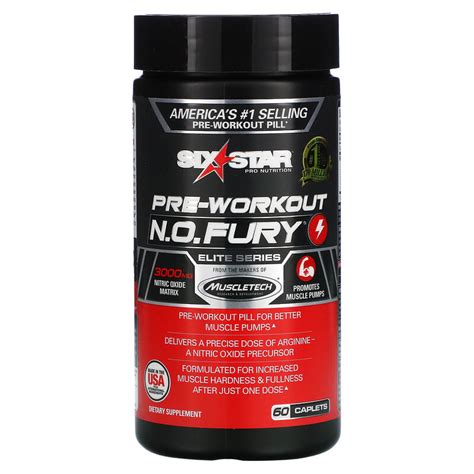 Six Star Elite Series Pre Workout N O FURY 60 Caplets