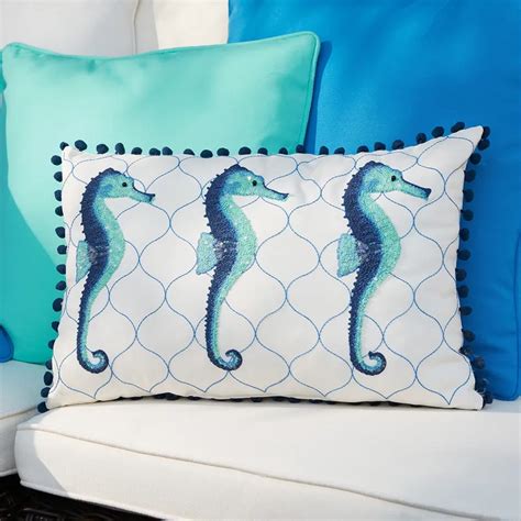 Seahorse Lumbar Pillow With Pompoms Pier 1 Accent Pillows Throw