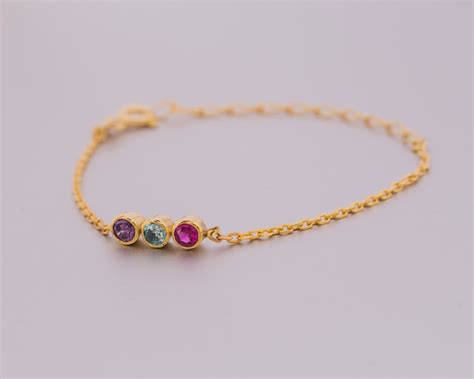 14k Gold Birthstone Bracelet October Birthstone Mother Etsy