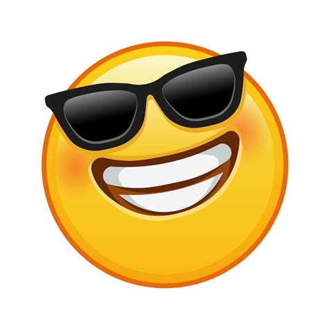 Premium Vector Grinning Face With Laughing Eyes And Sunglasses Large Size Of Yellow Emoji Smile