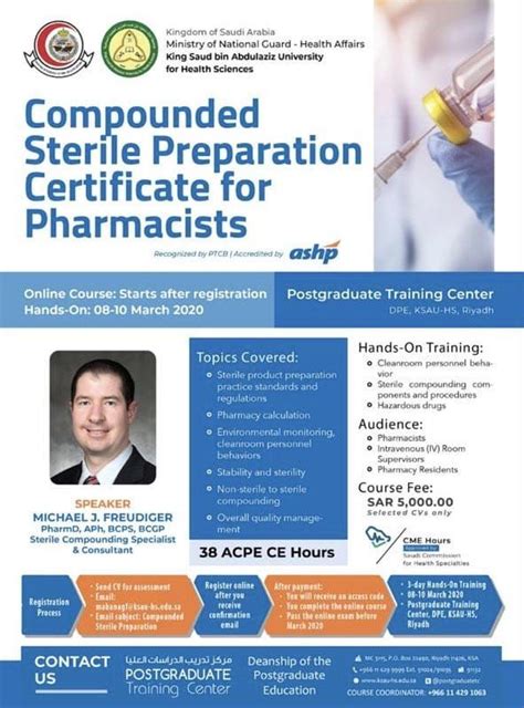 Compounded Sterile Preparation Certificate For Pharmacists