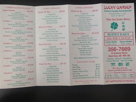 Menu At Lucky Garden Restaurant Blind River