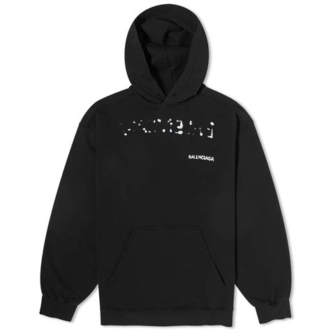 Balenciaga Bleed Logo Popover Hoodie Black And White End Us