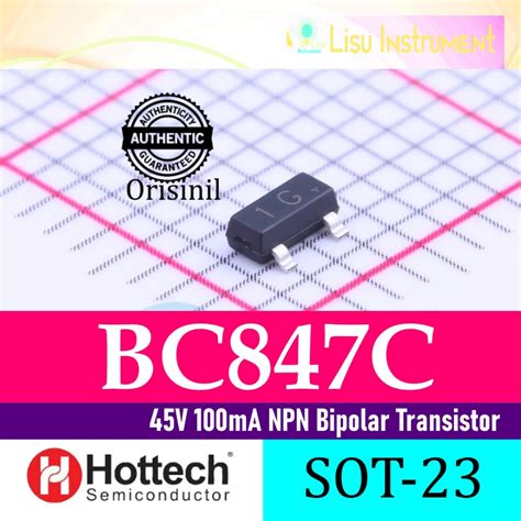 Jual BC847C 45V 100mA NPN Bipolar Transistor BJT BC847 1G SOT 23