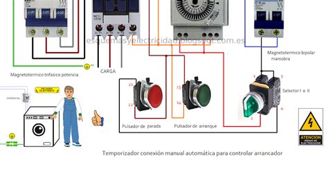 Esquemas eléctricos Temporizador conexión manual automatico para