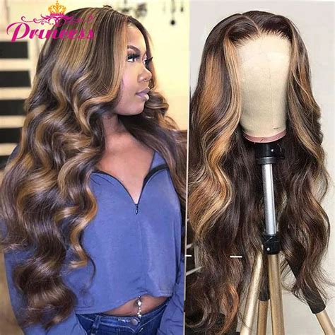 Princess Highlight Wig Lace Front Human Hair Wigs X Honey Blonde Pre