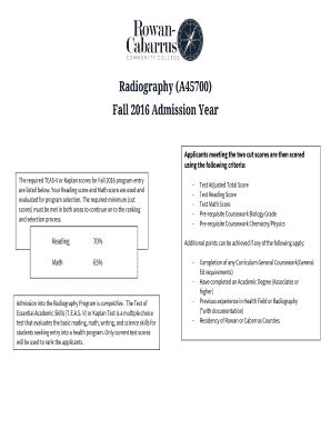 Fillable Online Rccc Radiography A Fall Admission Year At