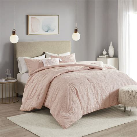 Home Essence Madeline 4 Piece Microsculpt Comforter Set Fullqueen Blush