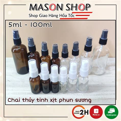 CHAI XỊT PHUN SƯƠNG THỦY TINH 5ml 10ml 15ml 20ml 30ml 50ml 100mlVỎ BÌNH