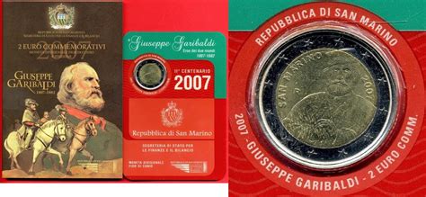 San Marino 2 Euro Gedenkmünze 2007 Giuseppe Garibaldi Bankfrisch im