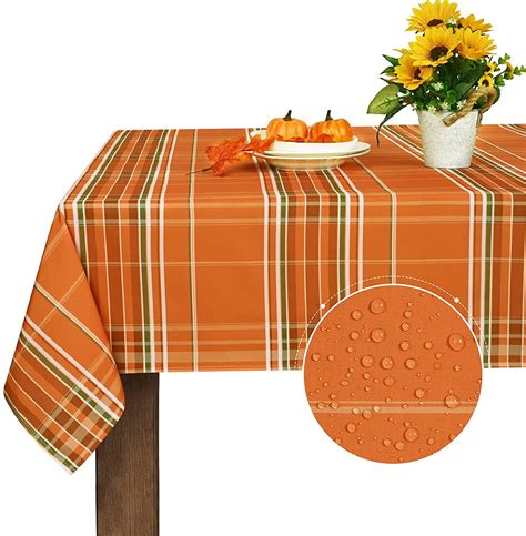 Sevenstars Buffalo Plaid Tablecloth Fall Thanksgiving Table Cloth Orange Square Table Cover For